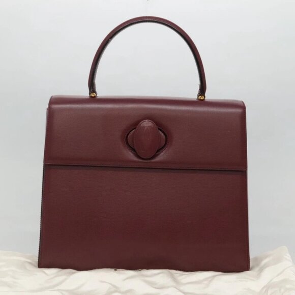 CARTIER Must Line Hand Bag Leather Bordeaux Gold Auth ki5854 - Picture 10 of 14